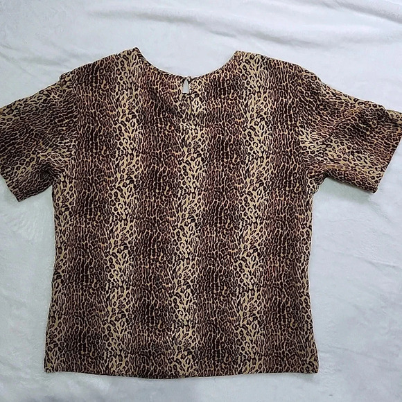 Allison Taylor Leopard Print Short Sleeve Blouse Size S - Picture 8 of 9